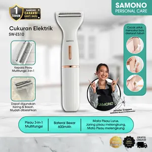 [Official Original] Samono Alat Cukur Elektrik Wanita SW-ES10 Electric Shaver 3in1 Multifungsi, Cukur Kering Basah, Type-C Fast Charging