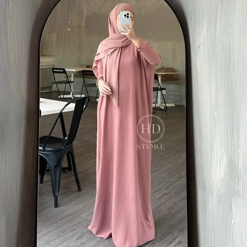 Gamis Abaya Nagita Mewah Bahan Crinkle Airflow Polos Elegan Muslim Wanita 4