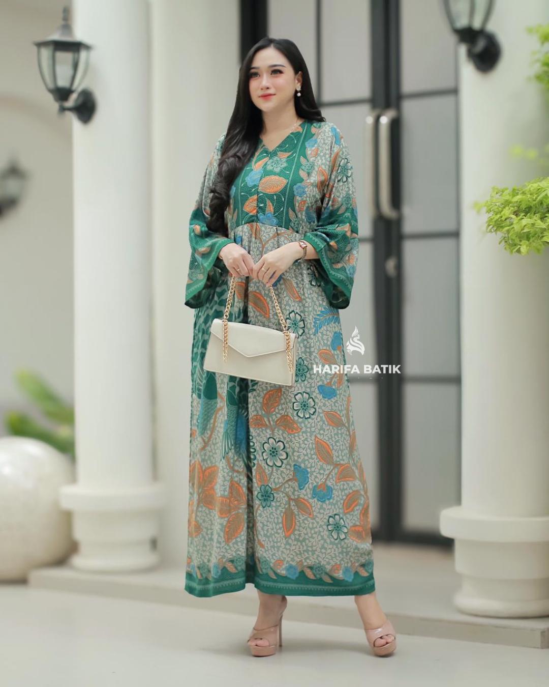 Marvela Dress Batik Elegan Daster Panjang Rayon Premium Super Adem Busui Friendly Simpel Sehari-hari