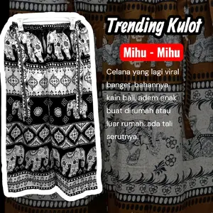 Celana Kulot Pria dan Wanita Jumbo Rayon motif gajah (celana mihu mihu) Panjang Dewasa Kain Bali Nyaman Santai Celana pendek