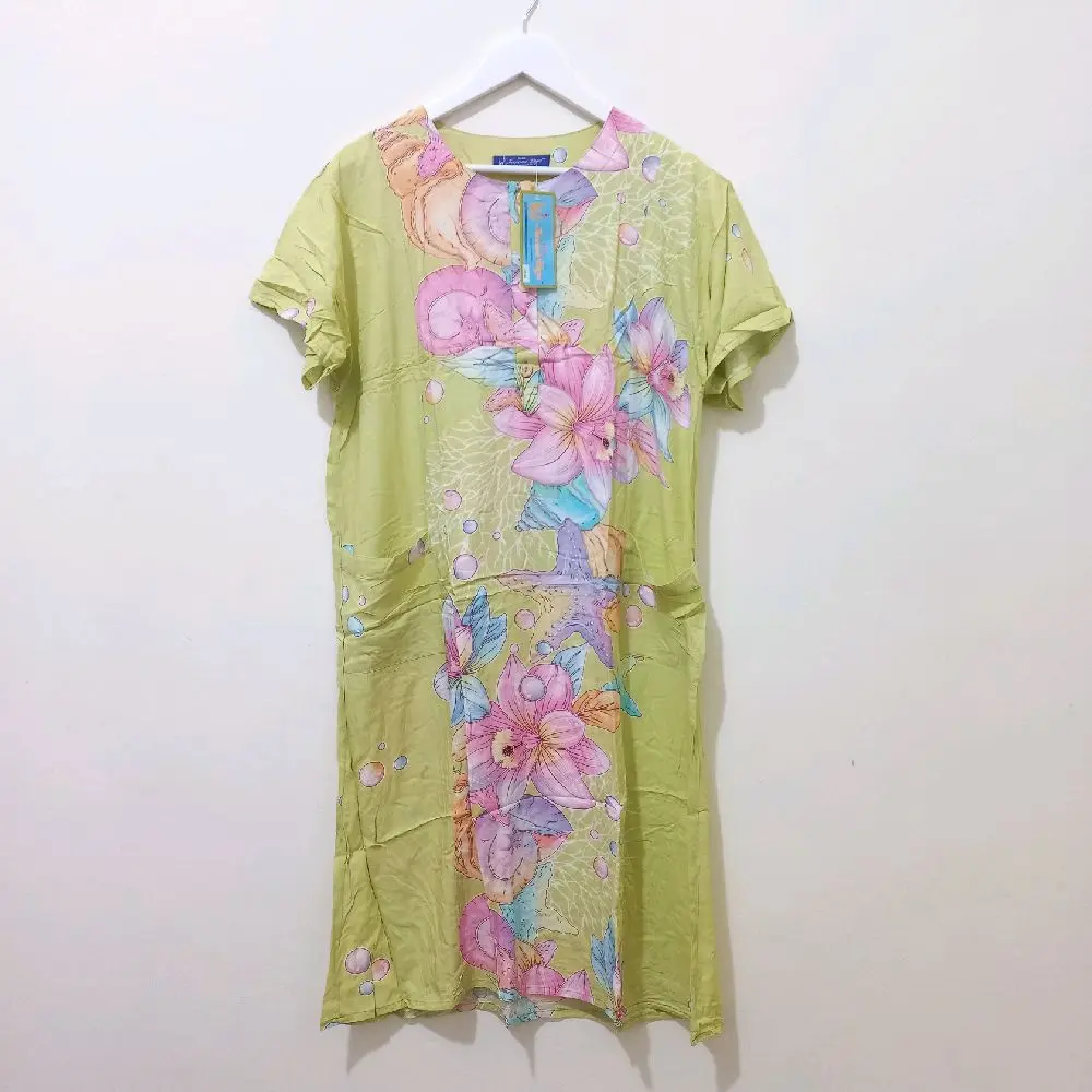 Daster Kencana Ungu Label Biru KUB DS 08 LD 120 Original Batik Kencana Ungu Rayon Premium Busui Kancing Motif Pastel