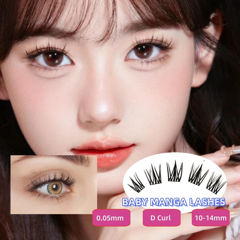 Product Introduction of Manga Style Lashes Reusable Individual D Curl False Eyelashes - Length 10-14mm -with Glue Eyelash Extension Set 38