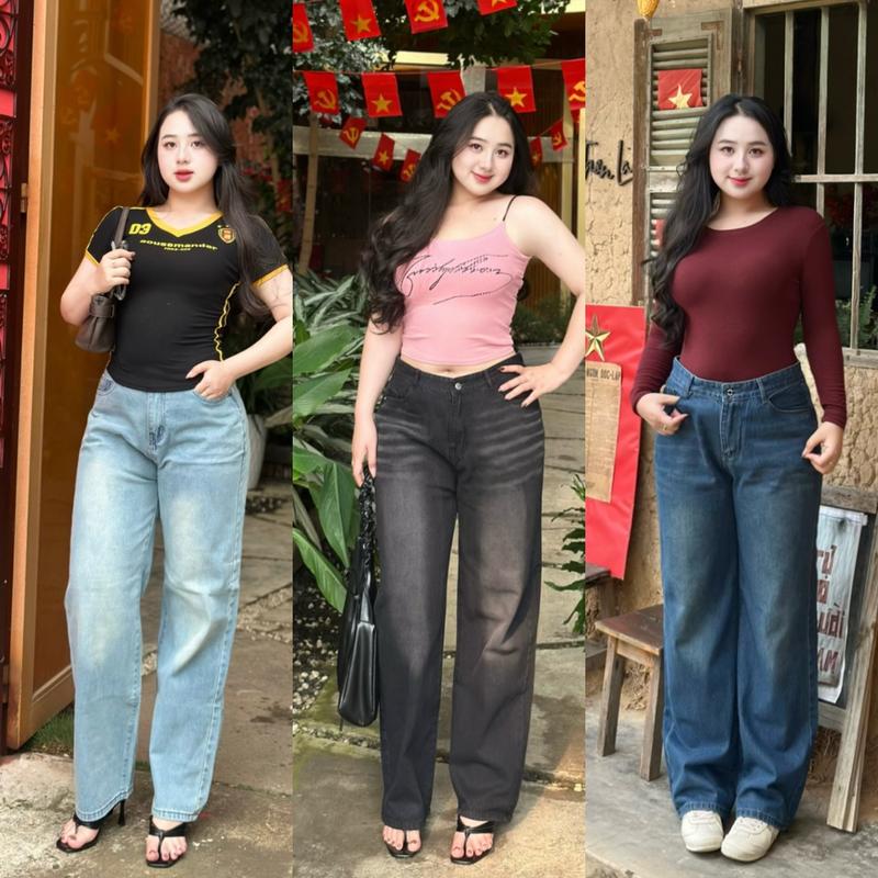  Moli Jeans - Quần jean Suông Ống Rộng Màu Xanh Nhạt Mài Thời Trang BigSize Denim hot hit 0024 Quần Jean Ống Rộng Wash Màu Quần Bò Ống Rộng Kiểu Dáng Ống Suông Rộng Quần Bò Nữ Ống Rộng Dáng Xuông Nữ Pants Baggy Women Ong quần loang ốngsuông 