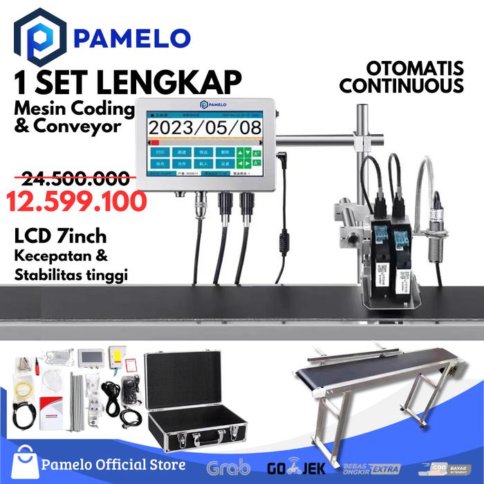 Promo MESIN CODING OTOMATIS + CONVEYOR SET // MACHINE EXPIRED DATE, QR ...