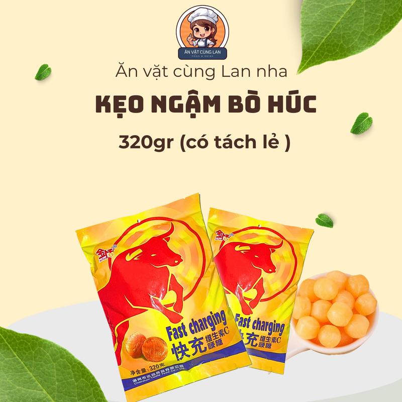 Kẹo Ngậm Bò Húc Gói 95-100 Viên - Vị Chua Ngọt Tăng Lực 320Gr
