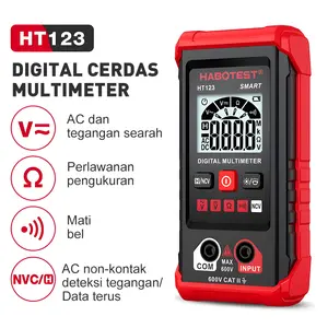 Multimeter portabel dengan fungsi auto-ranging layar backlit buzzer kontinuitas NCV mendukung pengenalan otomatis tampilan 2000 hitungan