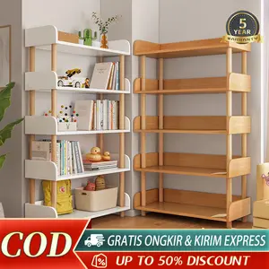 ​​Rak Buku Kayu 2-6 Susun - Rak Penyimpanan Buku Anak, Rak Belajar Minimalis & Organizer Ruang Belajar​