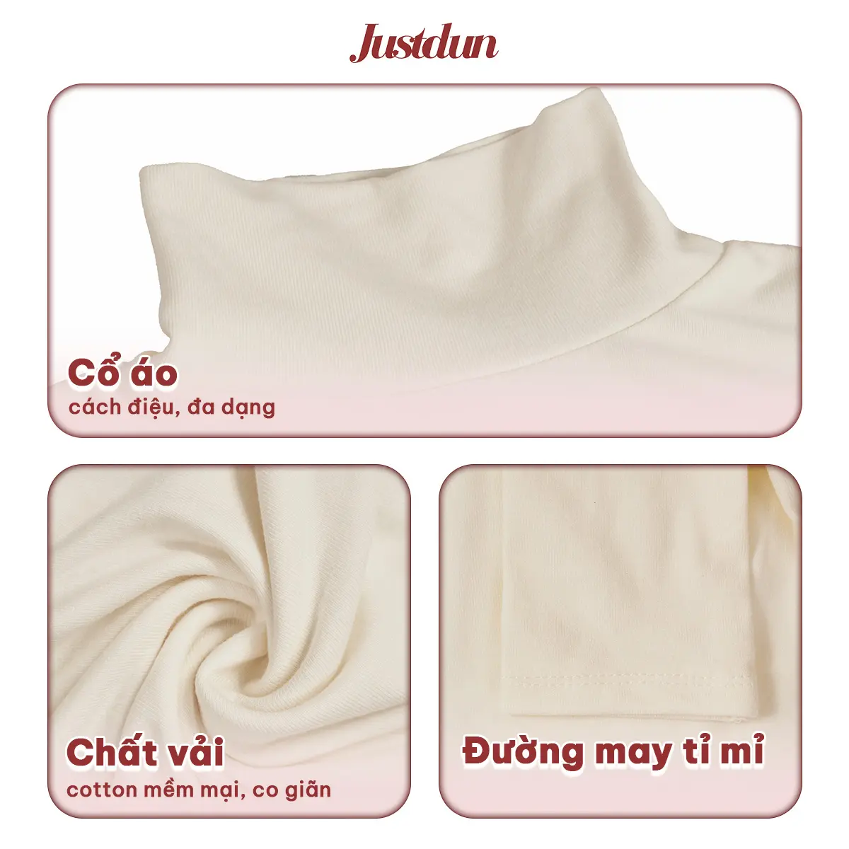 [DEAL XẢ KHO] Áo Thun Ôm Body Giữ Nhiệt Cổ Cao 8 Phân, Tay Dài JUSTDUN C20 – Chất Cotton Dày Dặn, Tôn Dáng | BigBuy360 - bigbuy360.vn