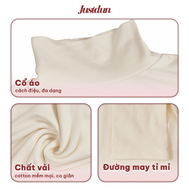 Áo Thun Ôm Body Giữ Nhiệt Cổ Cao 8 Phân, Tay Dài JUSTDUN C20 – Chất Cotton Dày Dặn, Tôn Dáng | BigBuy360 - bigbuy360.vn