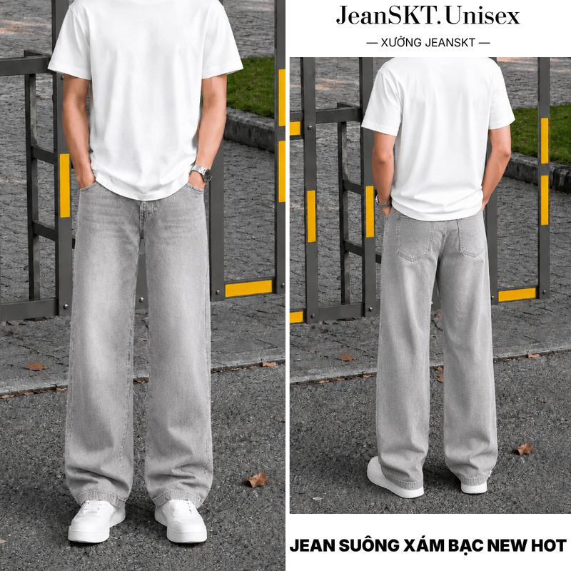 JeanSKT Quần Jean Nam Đen Wash Ống Suông Regular Fit Vải Jeans Chất Dày Dặn…
