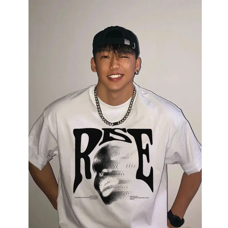 MMBDL |T2985|T3001| America retro style T-shirt Oversaize Distorted portrait printl Kaos Hitam Metallica Kaos pria dan wanita hip hop 2