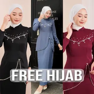 ( FREE HIJAB ) NEW ONESET FELICYA BAJU KURUNG MELAYU DRESS PESTA SETELAN WANITA LEBARAN, TUNANGAN, LAMARAN TERBARU 2024 Cantik Muslim Mutiara Payet Kondangan Mewah Wisuda Maxmara Simple