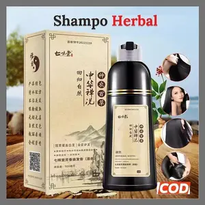 ZEIN Black Hair Shampoo Sampo Herba Penghitam Rambut Permanen Penutup dan Penghilang Uban 500ML Menghitamkan Pewarna Kering Hitam Rambut