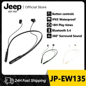 Jeep EW135 Bluetooth 5.4 Earphone Nirkabel Neckband Olahraga Headphone Tahan Air IPX5 Wireless Handsfree Headset
