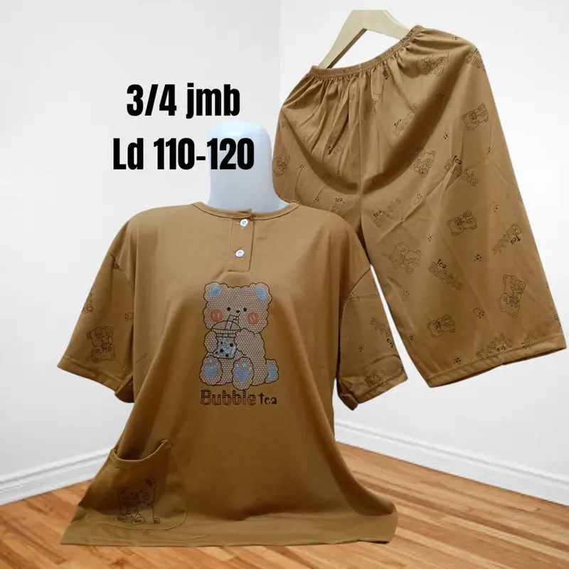 Setelan Baju Tidur Kaos Celana 3/4 Jumbo Big Size Babydoll Wanita 3XL LD 108-120cm 1