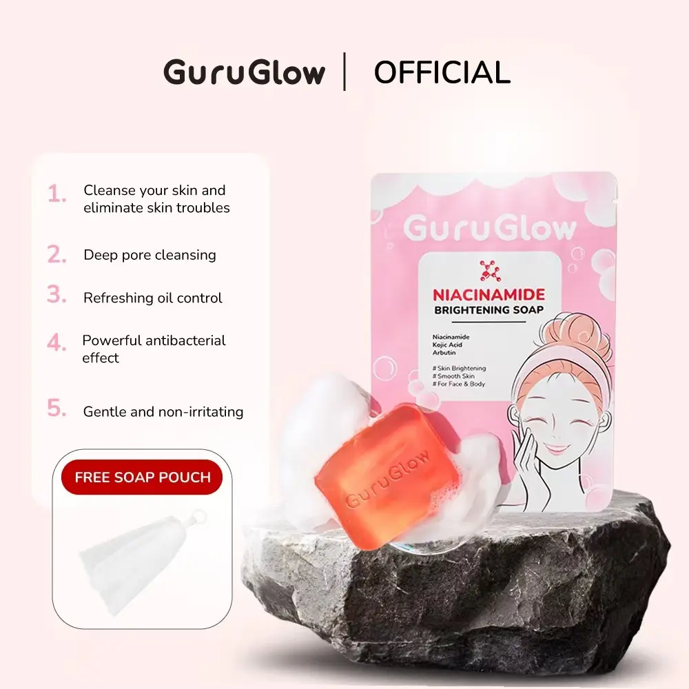 GuruGlow 100g Whitening Soap Sabun Putihkan Kulit Sabun Pemutih Badan dan Muka Celah Peha Soap
