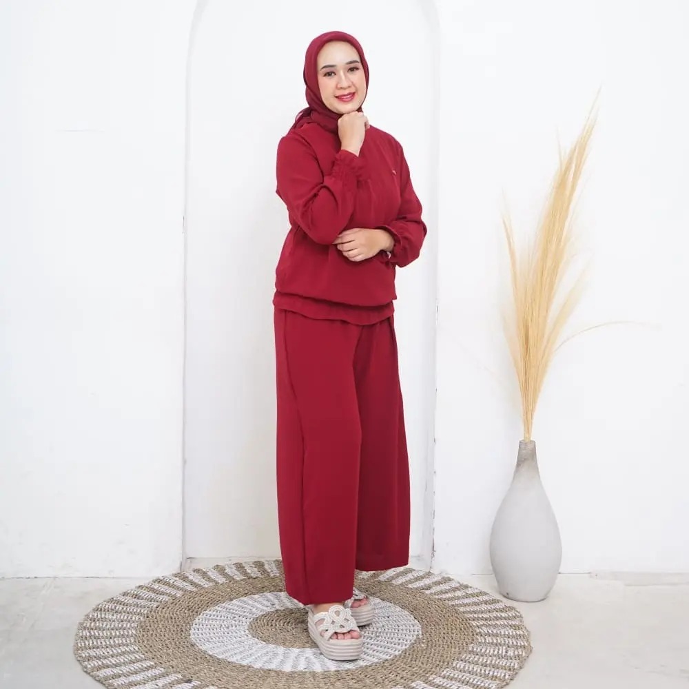 one set zahra crinkle airflow premium jumbo atasan bawahan adem nyaman Baju Celana