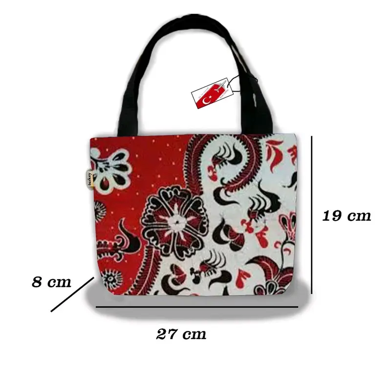 Totebag Mini Kanvas Wanita  Lucu Souvenir Pengajian Haji Umroh Motif Printing batik/ Kakbah  Terbaru 2024 Hitam Wanita 0