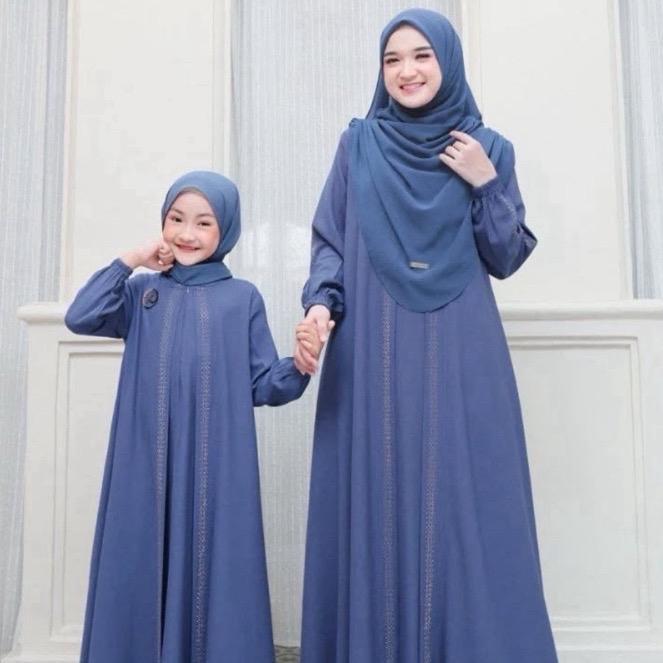 NAUREEN SERIES DRESS GAMIS PESTA SARIMBIT COUPLE KIDS AND MOM BAHAN CERUTY BABYDOLL FULL PURING baju 2