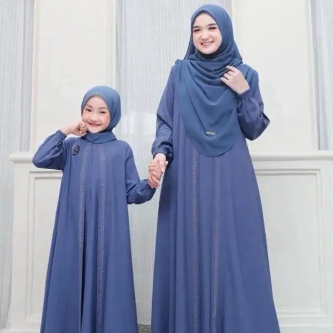 NAUREEN SERIES DRESS GAMIS PESTA SARIMBIT COUPLE KIDS AND MOM BAHAN CERUTY BABYDOLL FULL PURING baju 2