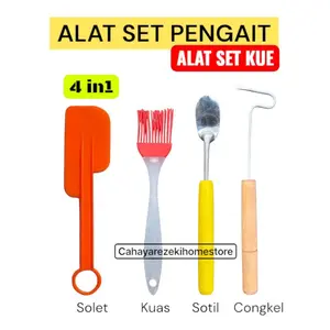Set Alat 4pc Buat Kue Congkilan Solet Sotil Kuas Telur Martabak Apem Takoyaki