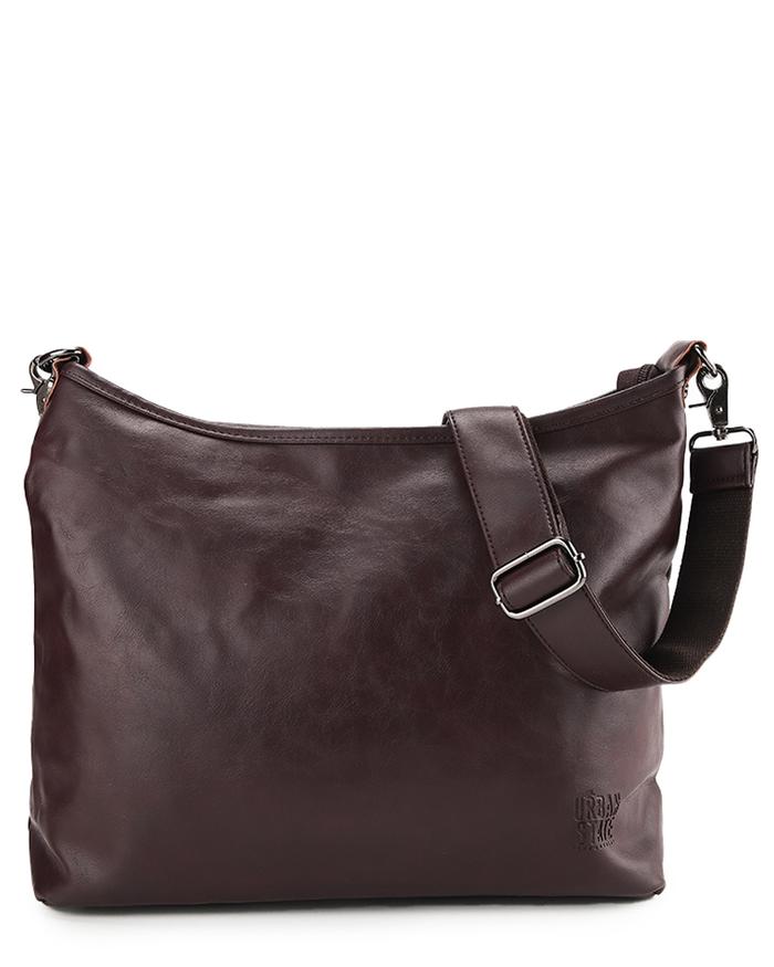 Gambar Urban State - Distressed Leather Hobo Small Crossbody Bag - Dark Brown - Dark Brown, Standar dari Urban State Kota Bogor Tokopedia