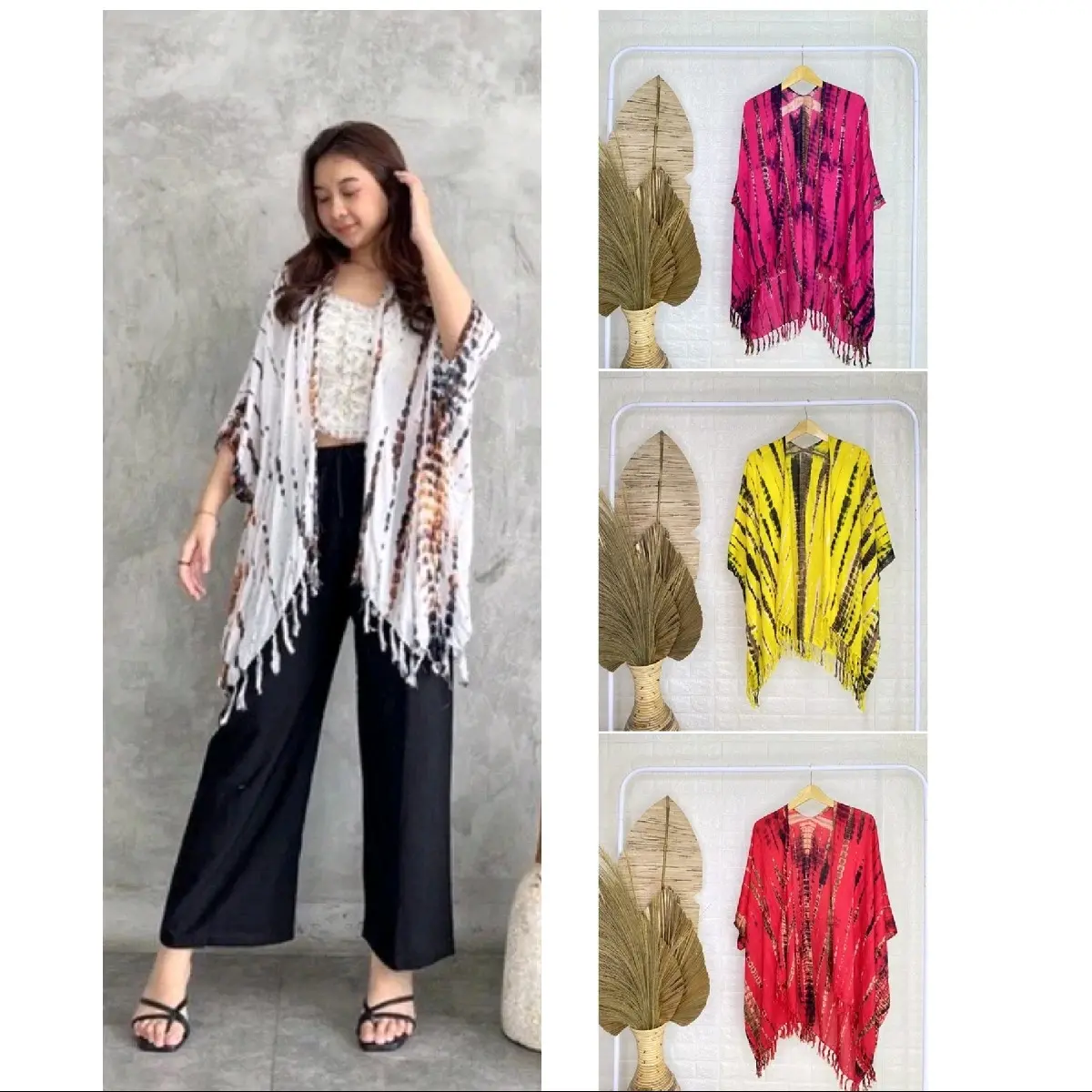 Cardigan Tie Dye Bali Atasan Outer Pantai  Wanita Nyaman Santai Rayon