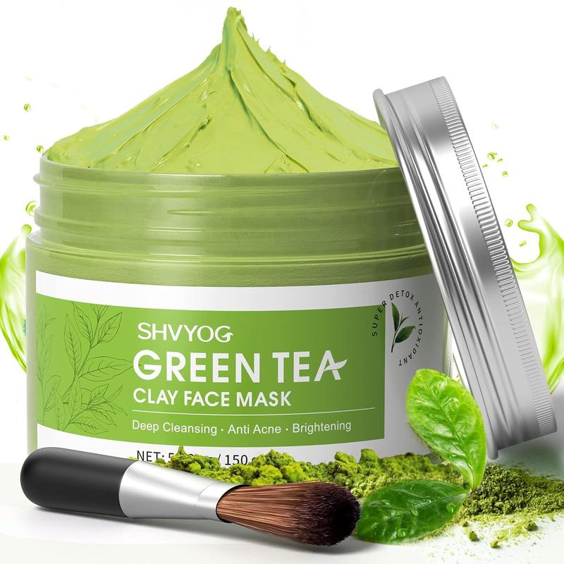 Mặt nạ trà xanh SHVYOG, mặt nạ bùn trà xanh chứa chất chống oxy hóa và bùn núi lửa, mặt nạ bùn làm sạch sâu, dưỡng ẩm và cấp nước để thu nhỏ lỗ chân lông, loại bỏ mụn đầu đen, giảm...
