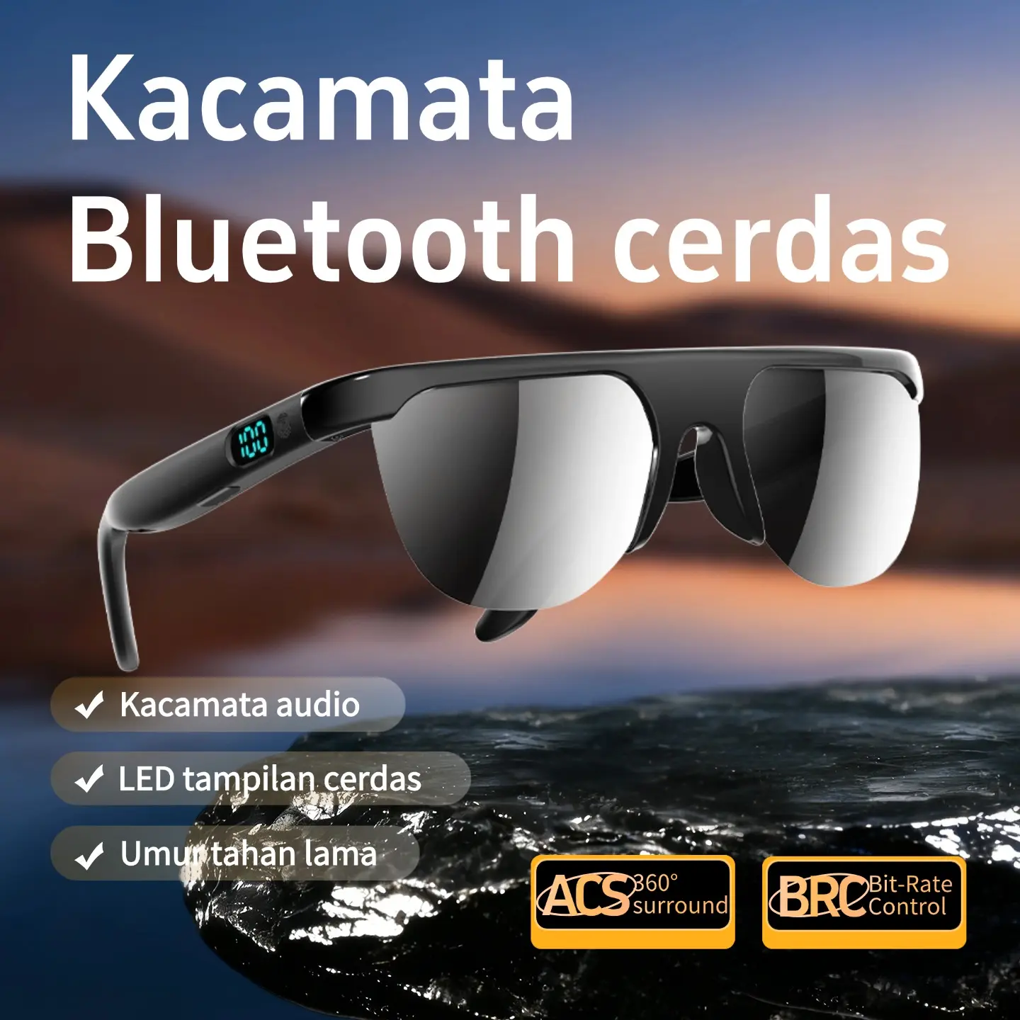 Earbuds Kacamata Bluetooth cerdas luar ruangan Kacamata headset audio nirkabel Bluetooth panggilan jangka panjang headphone pria dan wanita kacamata universal L400 panggilan HD earphone