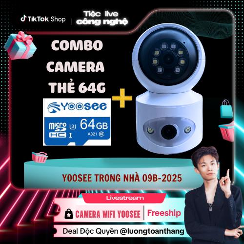 [Camera Yoosee x LƯƠNG TOÀN THẮNG ] Camera Yoosee Trong Nhà 2 Mắt 2 Màn Hình , 12.0mpx + THẺ NHỚ