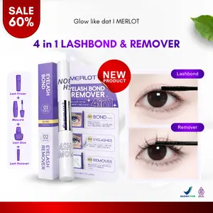 MERLOT Lash Bond & Remover |  Lem bulu mata model Mascara ( maskara) tahan lama dan water proof & penghapus lem bulu mata (remover), tidak perih, tidak smudge, tidak clumpy, dan mudah digunakan