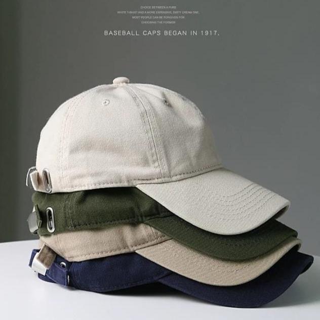 Topi baseball polos clip cakop besi bahan rapel tebal Dewasa Kanvas 0