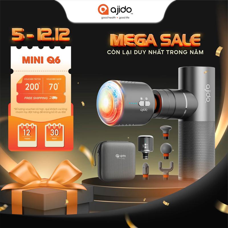  Máy Massage Cao Cấp Ajido Mini Q6 - Mát Xa Chuyên Sâu Giảm Đau Nhức Cơ Tích Hợp Đầu Massage Nóng & Lạnh 