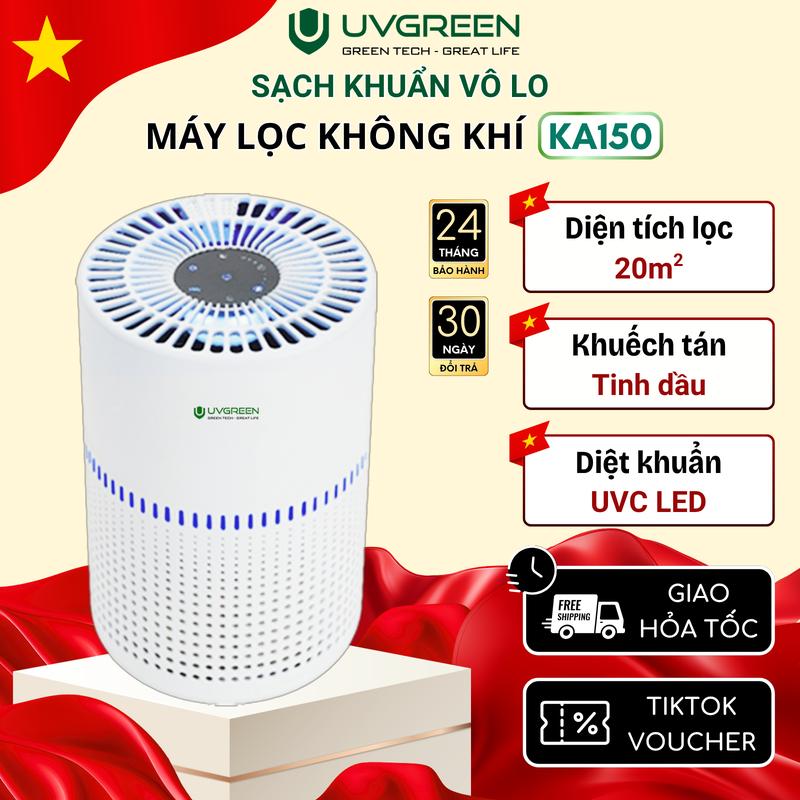 [Hot Deal] Máy Lọc Không Khí Diệt Khuẩn UVGREEN KA150-S 20m2 - UVC LED Hiện Đại, Làm Sạch Không Khí Phòng Ngủ Gia Đình, Bộ Lọc HEPA H13 Chống Vi Khuẩn - Phun Xông Khuếch Tán Tinh Dầu