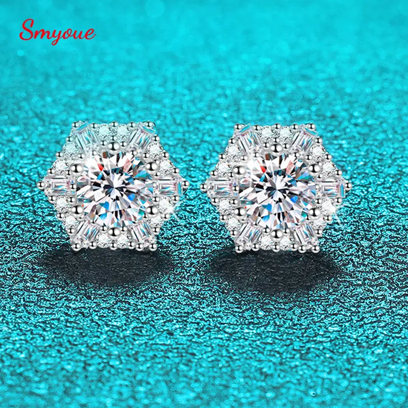 Smyoue Each 0.5CT 100% Real Moissanite Stud Earrings for Women Sparkly Bride Wedding Engagement Jewelry 925 Sterling Si er