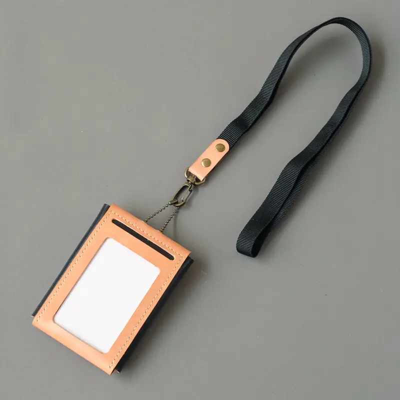 SOANC - Tuxedo Black Lanyard Name Tag ID Card Holder Kulit Sapi Asli 5