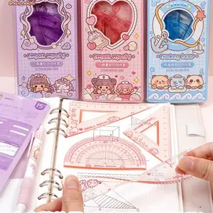 Ruler Stationery Lucu set penggaris sekolah 4 in 1 Penggaris Busur Math Set Matematika 15cm Small Mochi