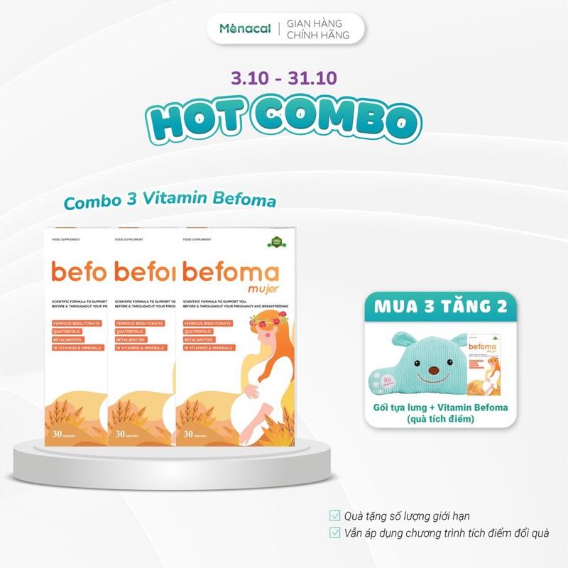 [COMBO 3 BEFOMA] Vitamin tổng hợp EU Befoma - Viên uống bổ sung Sắt, Acid Folic, Vitamin và khoáng chất thiết yếu hộp 30 viên