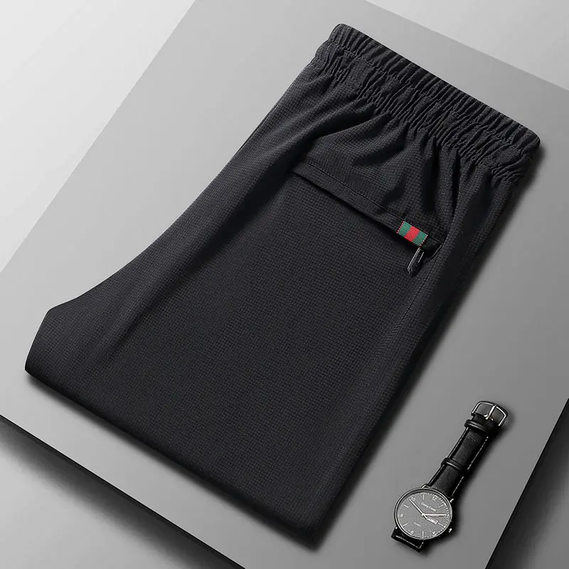 Disai Celana Panjang Pria Formal Ankle Pants Saku Belakang Beritsleting Celana Sutra Es Elastis 9202A