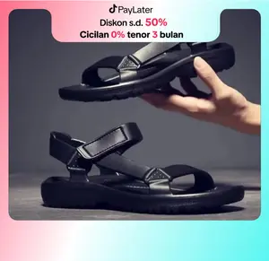[ASFER]Sandal Gunung Karet Pria Wanita Kekinian Slip On Keren Kasual Murah Anti Selip Anti Licin Cowok Terbaru KILI Hitam Putih Sendal
