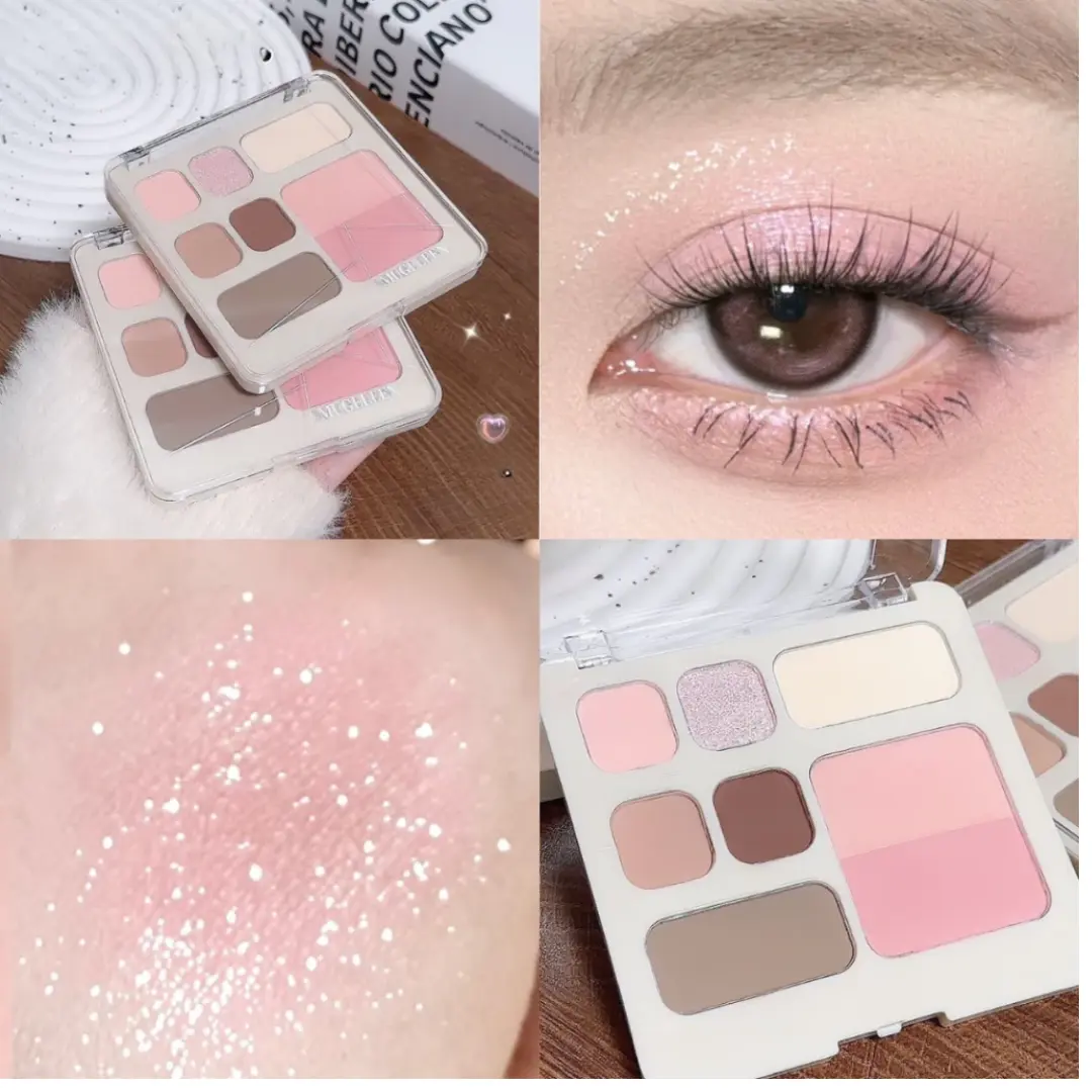 Muge Leen 4-in-1 ( 7 WARNA )  Eyeshadow, Contouring, Highlighting, And Blush Palette Aesthetic Color