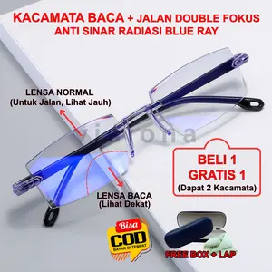 [BELI 1 GRATIS 1] Kacamata Baca & Jalan Lensa Plus Bifokal Kryptok Double Fokus Anti Blue Ray Untuk Pria Wanita Orang Tua VISIONA-AFF01