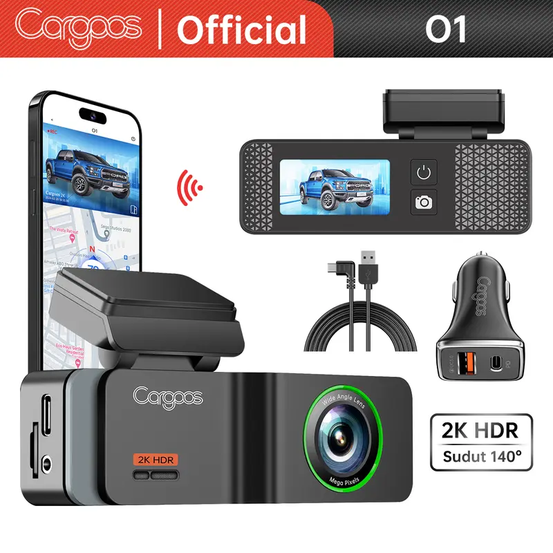 【SPECIAL】Cargoos O1 Car Dashcam 2K 1440p GPS Wifi G-sensor Night Vision Aplikasi Kamera Mobil Kendaraan 0