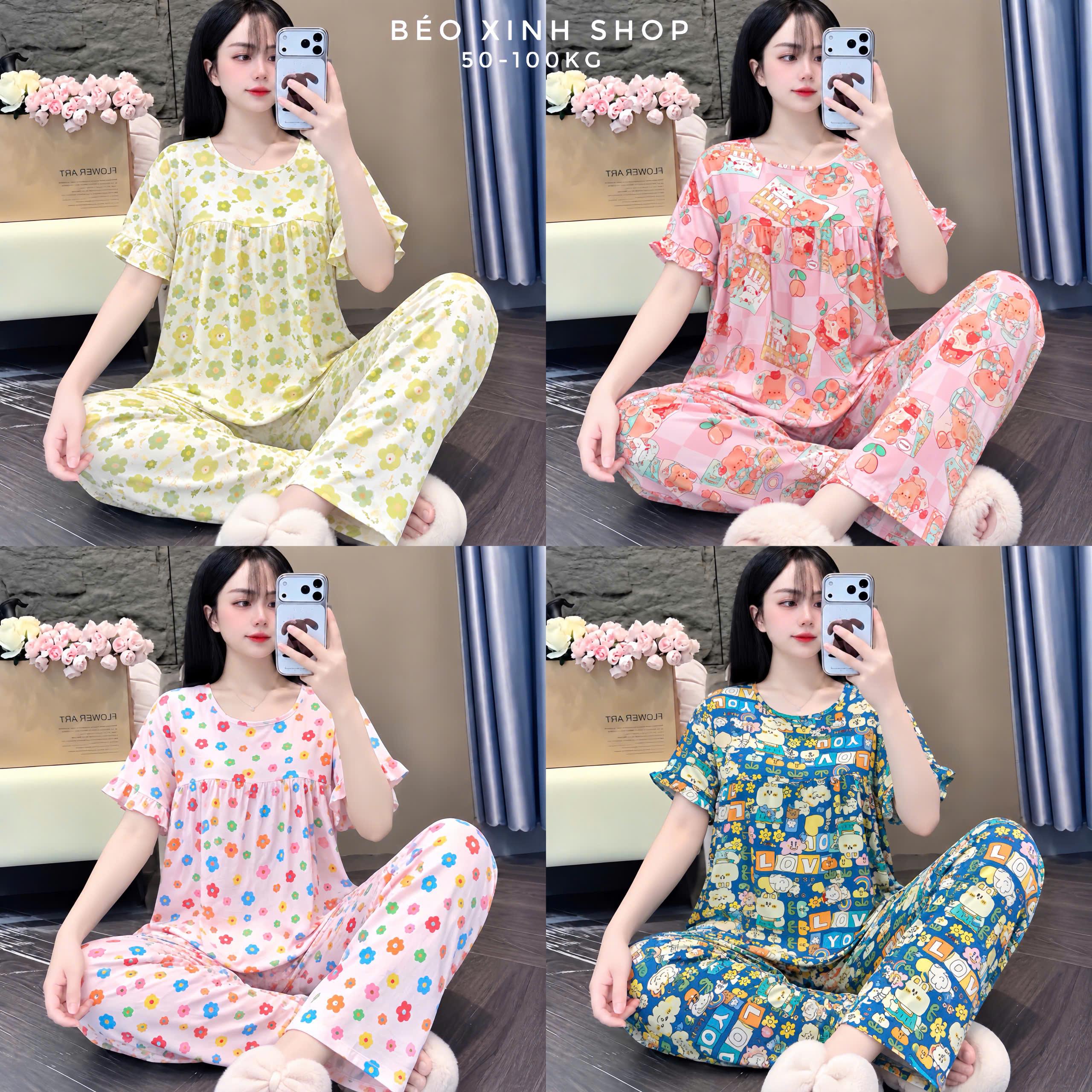 Bộ Đồ - Đồ Ngủ Vải Tole L1 2 Da Nữ Pijama Có Bigsize 50–100kg Béo Xinh Shop - A.5458