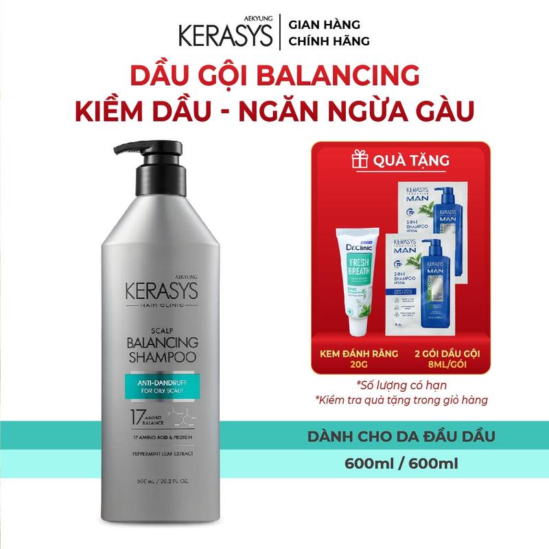 Dầu gội Kerasys Scalp Balancing Hàn Quốc kiềm dầu, ngăn ngừa gàu 600ml bất kỳ chống gàu Nữ