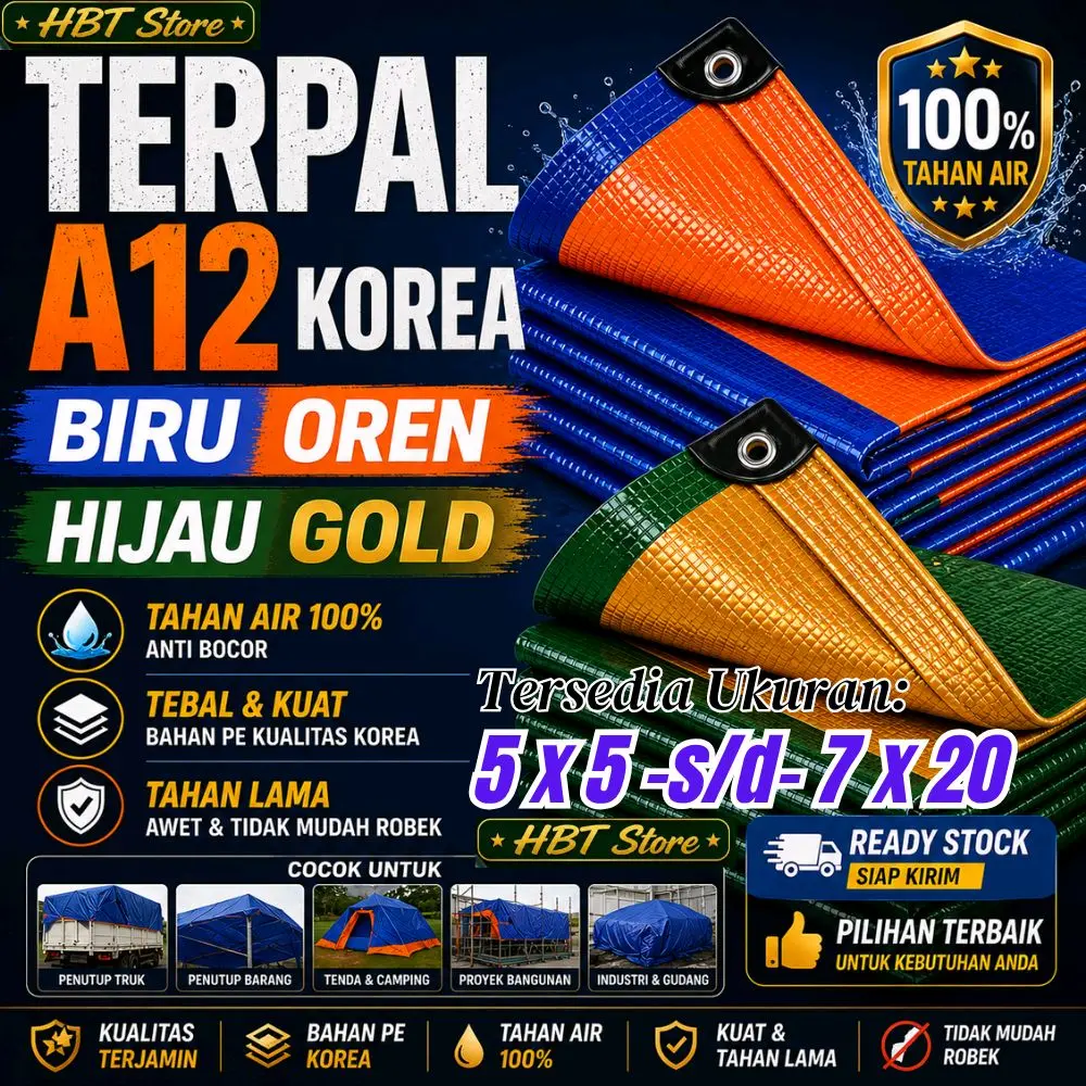 Terpal A12 Korea Ukuran 5x5 5x6 5x7 5x8 5x9 5x10 5x12 5x15 6x6 6x7 6x8 6x9 6x10 6x12 6x15 6x20 7x7 7x8 7x9 7x10 7x11 7x12 7x15 7x20