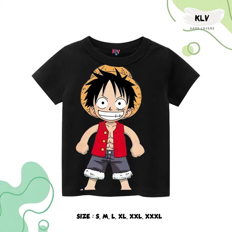 Kaos Anak Unisex Gambar Luffy Grin Distro 30s Sablon 4