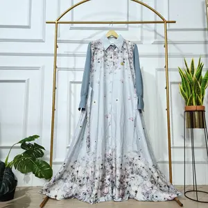 Gamismurahelsyifa - Gamis Full Kancing Depan Busui Ukuran Jumbo Oversize Bahan Aleva Kombinasi Crinkle Airflow Dress Muslim Wanita Motif Mewah Lebaran Kekinian Model Fatimah