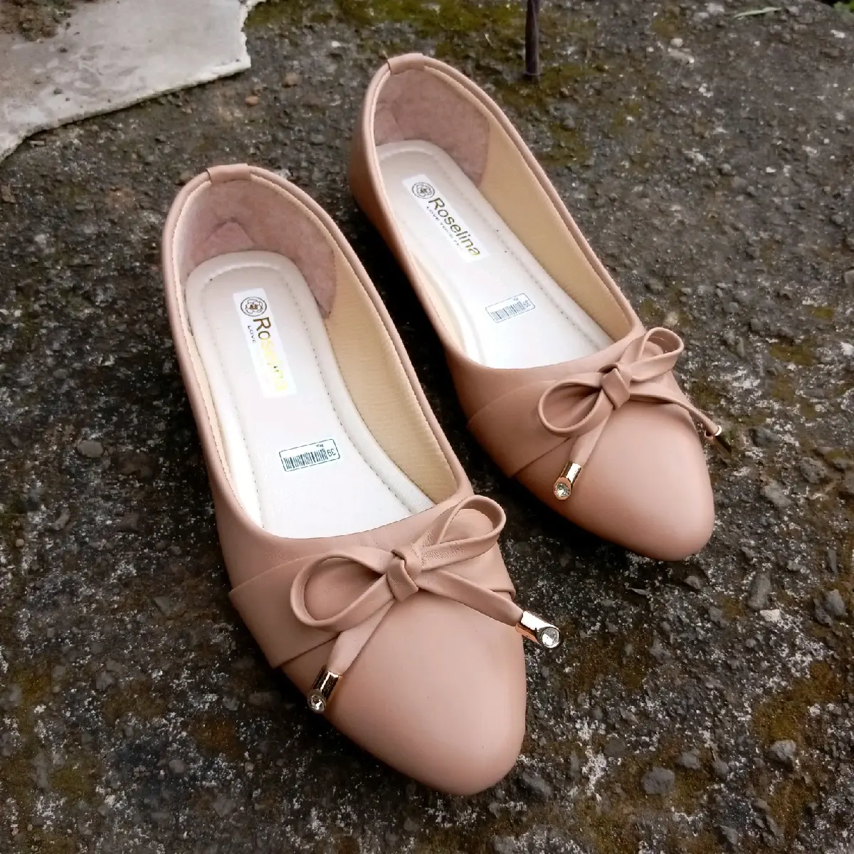 FLATSHOES SEPATU WANITA - FLATSHOES WANITA EMPUK SOL KARET KERJA PITA