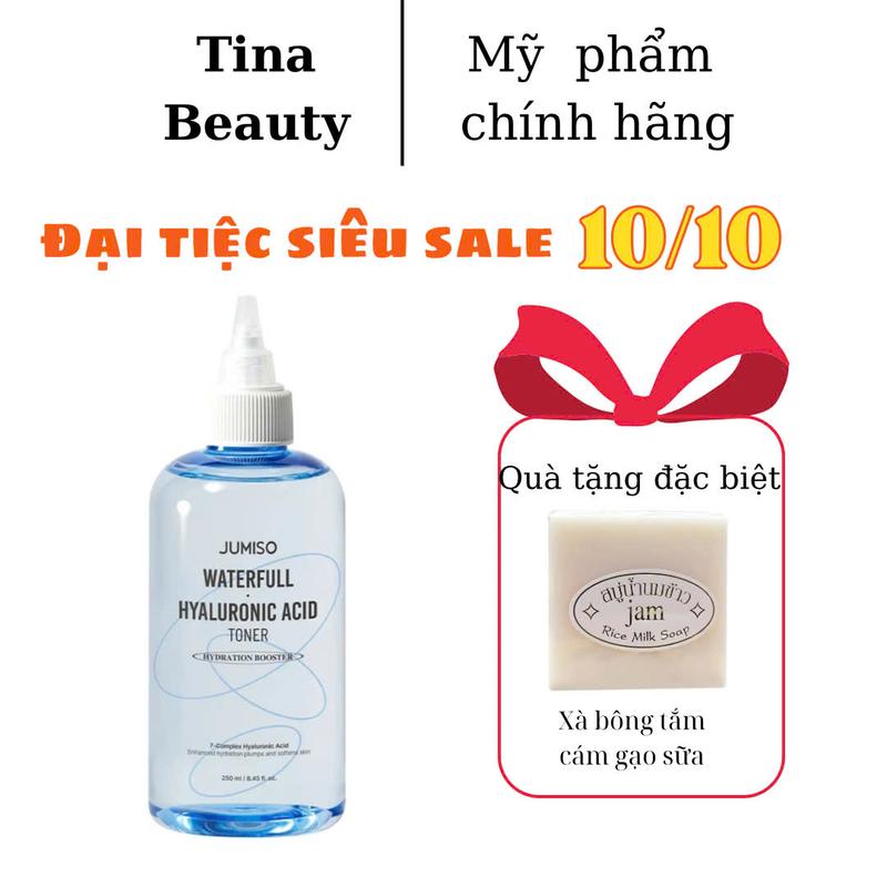 Toner Jumiso Hỗ Trợ Dưỡng Ẩm Da 250ml Warterfull Hyaluronic Acid Nước Hoa Hồng